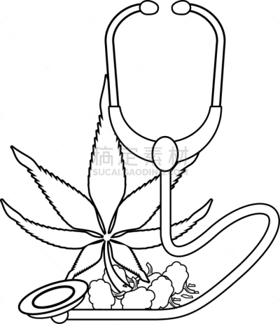 黑色,卡通,健康保健,听诊器,药