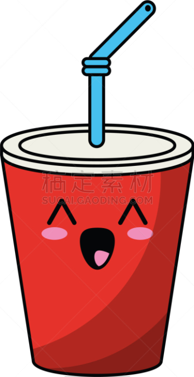 苏打,杯,可爱,卡通,可爱的,清新,餐馆,面部表情,乱画,爱