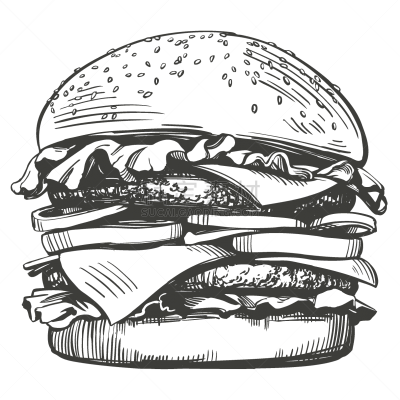 汉堡包,巨大的,牛肉汉堡,奶酪,炸肉排,清新,面包,食品,早餐,绘制