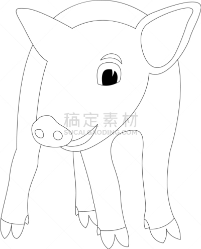 猪,正面视角,可爱的,农业,哺乳纲,自然美,小的,动物,农场,绘制