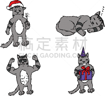 猫,故事梗概图片,性格,数字化显示,可爱的,计算机,传单,模板,动物,圣诞老公