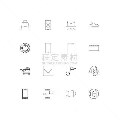 轮廓,直的,舞台,计算机图标,云,购物袋,校准仪,矢量,音像店,移开