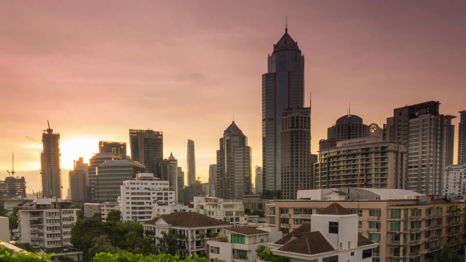 曼谷城市景观的延时日落景观_模板素材-稿定设计