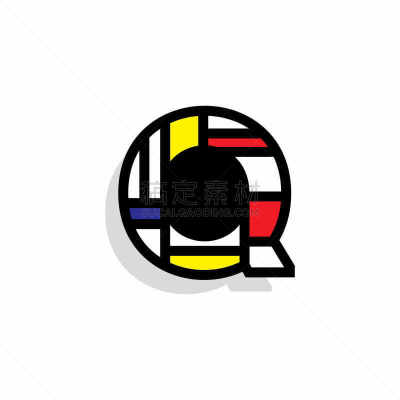 英文字母q,矢量,信函,40-80年代风格复兴,商务,几何形状,字母,模板,现代,品牌名称