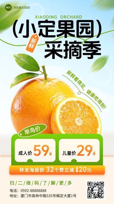 柑橘水果促销宣传手机海报预览效果