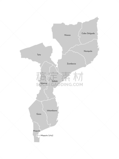 灰色,简单,绘画插图,白色,轮廓,莫桑比克,矢量,国境线,分离着色