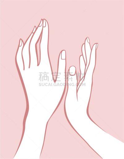 轮廓,粉色背景,雌性动物,健康保健,修指甲,粉色,概念,叉腰,画画