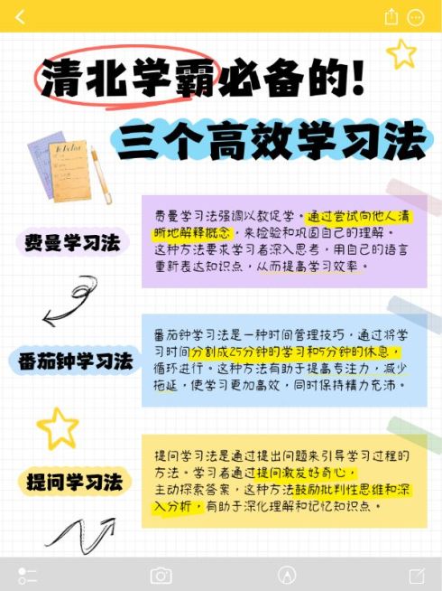 教育学习方法攻略科普划重点小红书配图预览效果