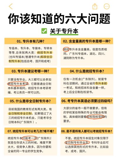 教育专升本知识科普备忘录划重点小红书配图