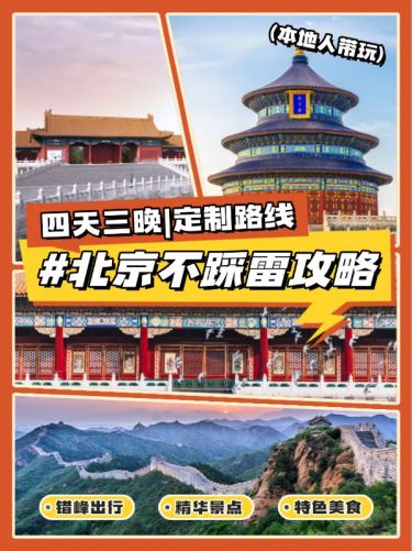 旅游线路营销推荐拼图宫格花字小红书封面