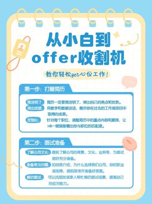 求职攻略指南手帐风小红书配图预览效果