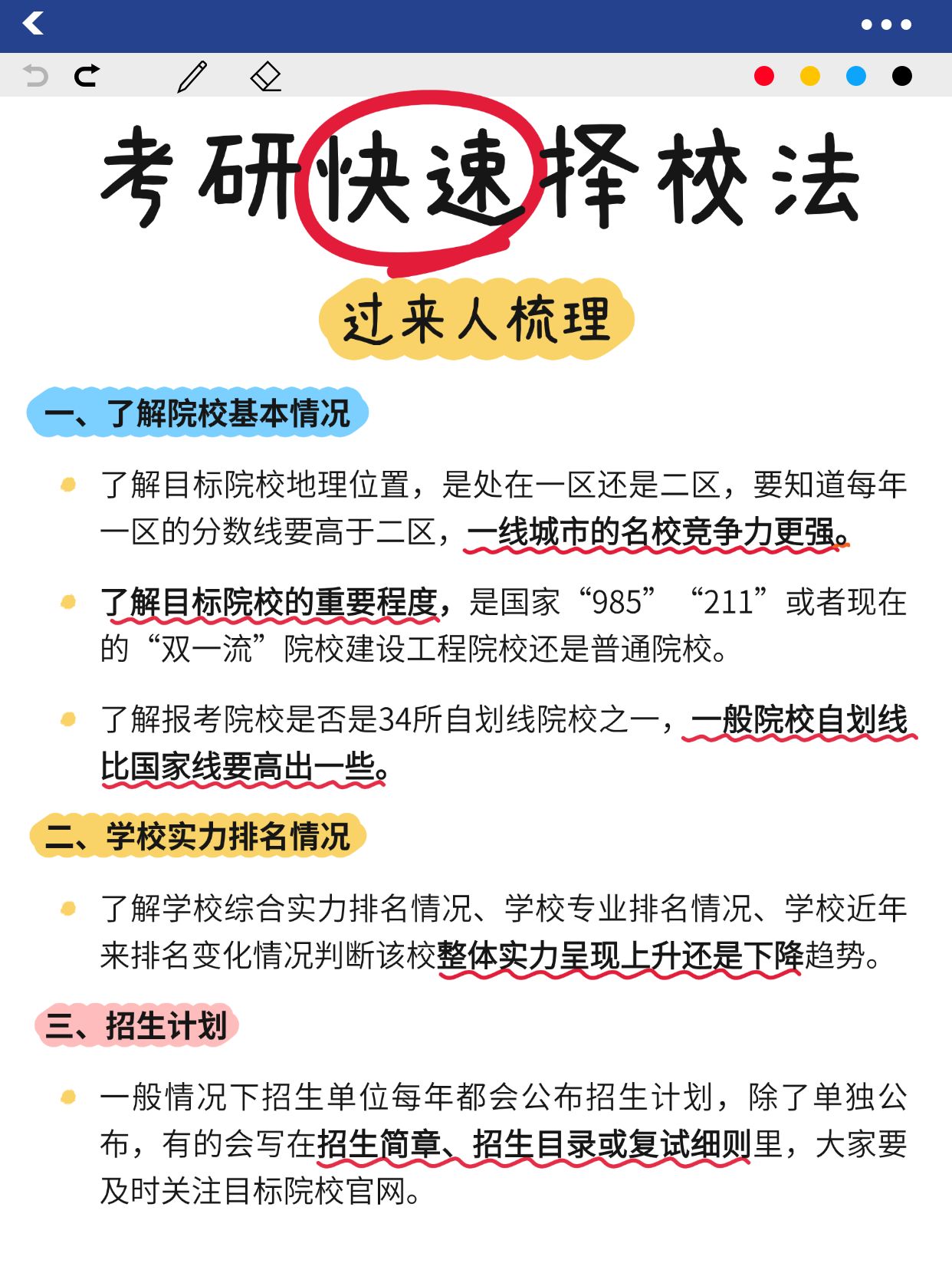 点击进入编辑 教育手帐风考研攻略划重点小红书配图预览效果