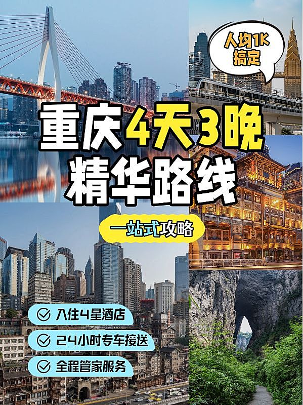 旅游线路营销拼图宫格花字小红书封面