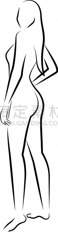 分离着色,轮廓,美,女人,白色,人,肖像,图像,白色人种,站