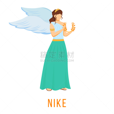 迅速,女神,胜利女神,绘画插图,平坦的,力量,矢量,灵性,神