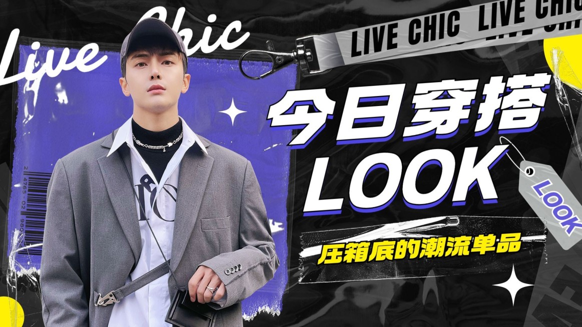 服饰箱包潮酷拼贴风男装穿搭攻略套装横版视频封面预览效果