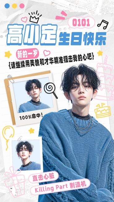 粉丝应援饭圈生日祝福竖版海报aigc预览效果