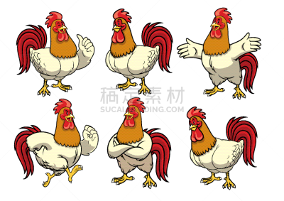 公鸡,卡通,农业,猪,池塘,草,动物,农场,谷仓,吉祥物