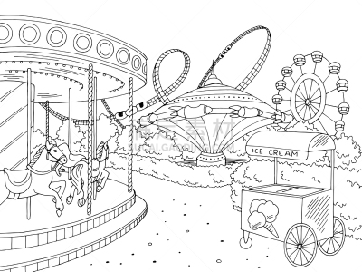 白色,矢量,草图,游乐园,绘画插图,地形,黑色,插画,空的,车轮