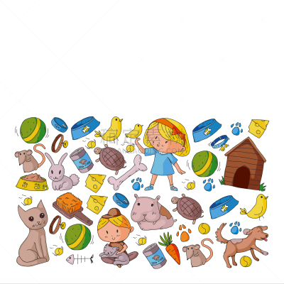 狗,动物,宠物商店,背景,小狗,绘画插图,鱼类,猫,矢量,小猫