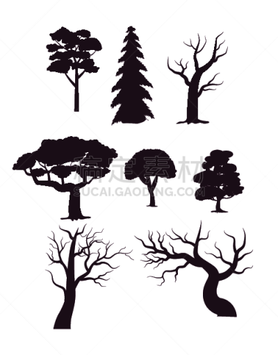 森林,落叶树,分离着色,自然,简单背景,图像,植物群,枝,剪影,树
