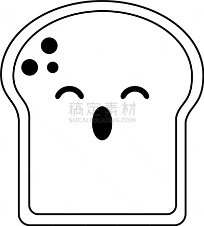 面包,可爱,惊奇,黑色,卡通,分离着色,可爱的,清新,切块,收集
