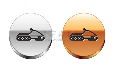 black line snowmobile icon isolated on white