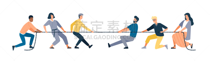 绳子,反差,人群,两个人,分离着色,商务,人,结束,拉