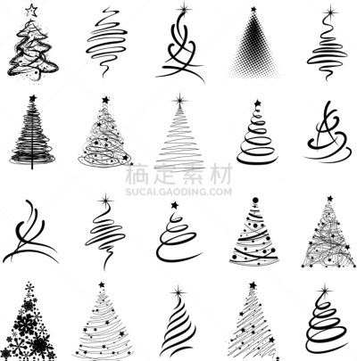christmas trees silhouettes