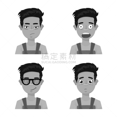 男孩,图标集,人的脸部,可爱的,灰色,肖像,莫诺湖,头发,沟通,大喊