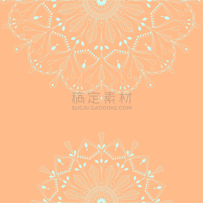 华丽的,边框,橙色,绘画插图,瑜伽,矢量,曼荼罗,绿色,两只动物,冥想
