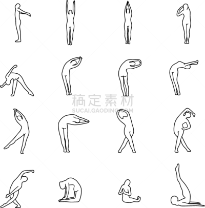 轮廓,瑜伽,草图,人,图像,女人,自然美,布置,休闲,锻炼