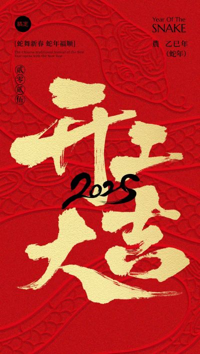 开门红蛇纹理开工大吉海报