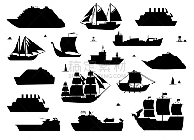 船,绘画插图,卡通,海上运输,海洋,矢量,白色背景,扁平化设计,旅行