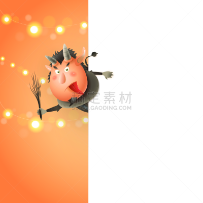 可爱的,厚木板,节日,幸福,克朗普斯,性格,侧面视角,左撇子,传统,主教法冠