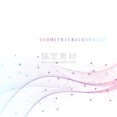 几何形状,分子,绘画插图,成一排,矢量,式样,抽象,波形,联系,流动