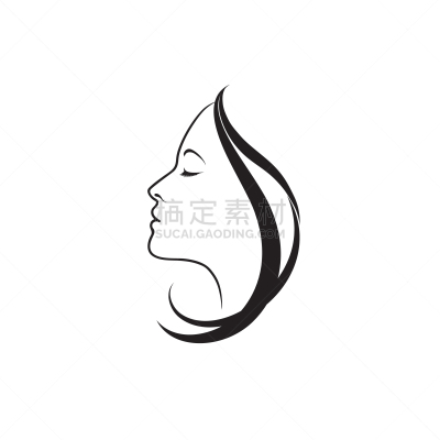 模板,品牌名称,人的脸部,女性,美,线条画,美容,剪影,绘制