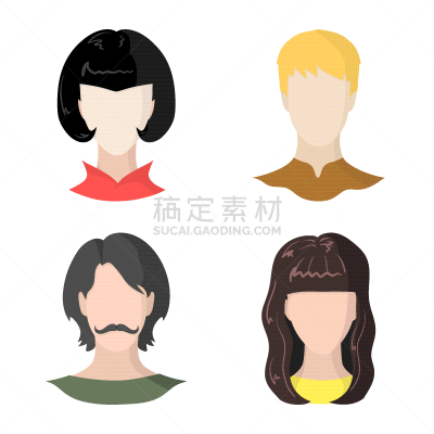 头像,图标集,人造模特,专业人员,肖像,女人,头发,发型,金色头发,棕色头发