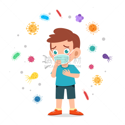 可爱的,小的,儿童,病毒,衣服,幸福,男孩,面罩,健康保健,风