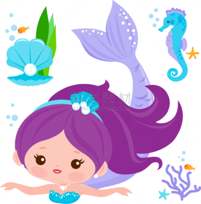 美人鱼,海洋生命,自然美,可爱的,希腊,公主,海星,童话故事,儿童,贝壳