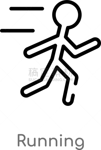 outline running icon isolated black simple line