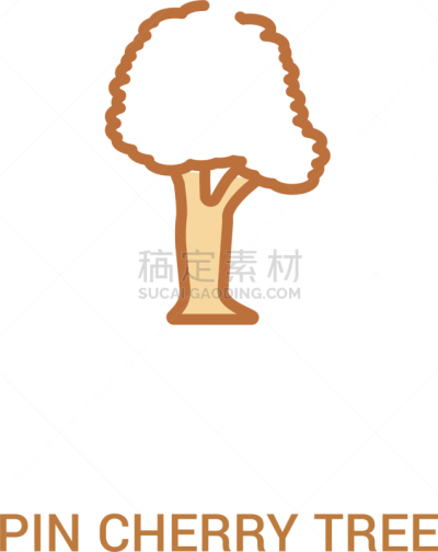 刺针樱桃树木,概念,计算机图标,简单,两个物体,部分,清新,直的,食品,樱桃