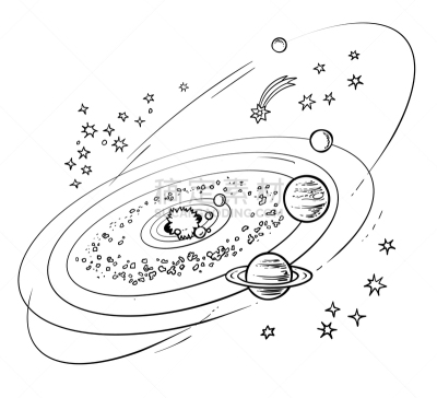 行星,草图,轨道运行,日光,轮廓,白色,天文学,太空,图像,陨石