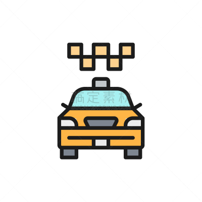 汽车,城市,平坦的,出租车,彩色图片,线图标,传统,商务,城市生活,自由