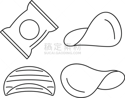 轮廓,图标集,分离着色,波纹,清新,塑胶,直的,食品,午餐