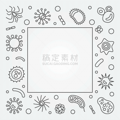 概念,细菌,正方形,线条,边框,生物学,微生物学,一个物体,直的