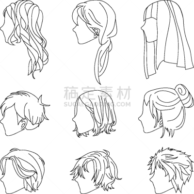 侧面视角,女人,发型,男人,线条,草图,男孩,商务,肖像,自然美