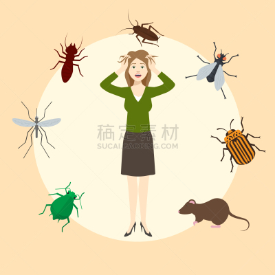 女人,女孩,病虫害防治机具,恐惧症,压力,恐惧,恐怖,蚊子,面部表情,害怕
