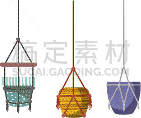 花盆,钩针编织品,图标,华丽的,篮子,绳子,植物群,装饰物,线,植物