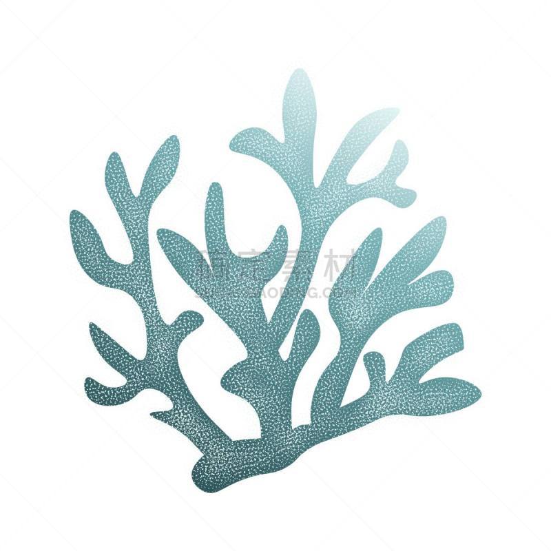 绘画插图,海洋,珊瑚,蓝色,矢量,分离着色,股票,式样,装饰物,白色背景